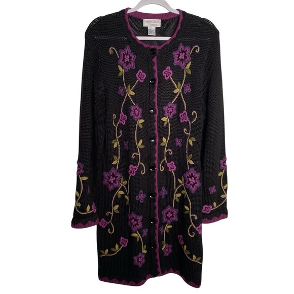 Victor Costa Sweater Dress Floral Knee Length - Picture 4 of 11